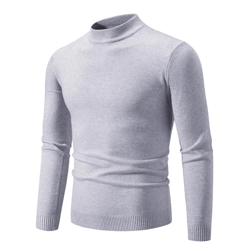 

2026 Autumn Winter Mock Neck Sweater Men Solid Color Pullover Man Half Turtleneck Knitwear Fashion Casual Sweaters Mens Clothing XXXL