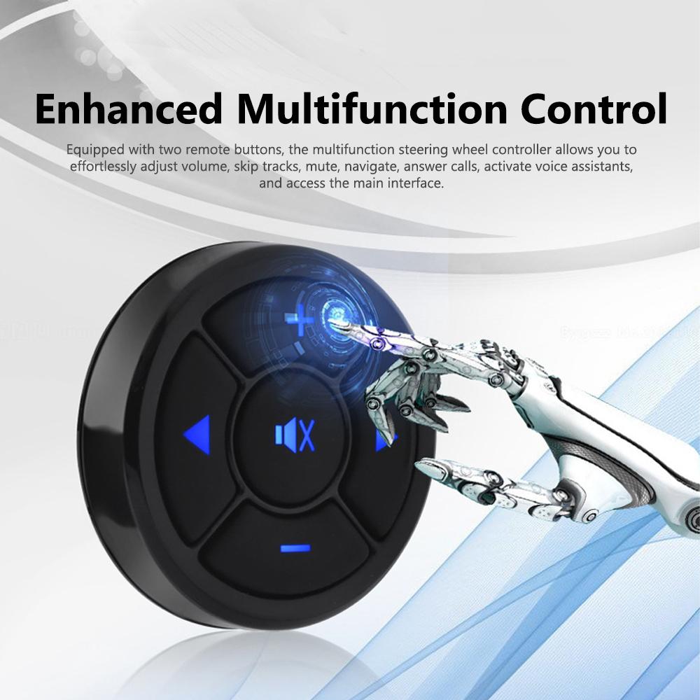 Car Multifunctional Steering Wheel Controller Wireless Steering Wheel Control Remote Button with 2 Round Controller