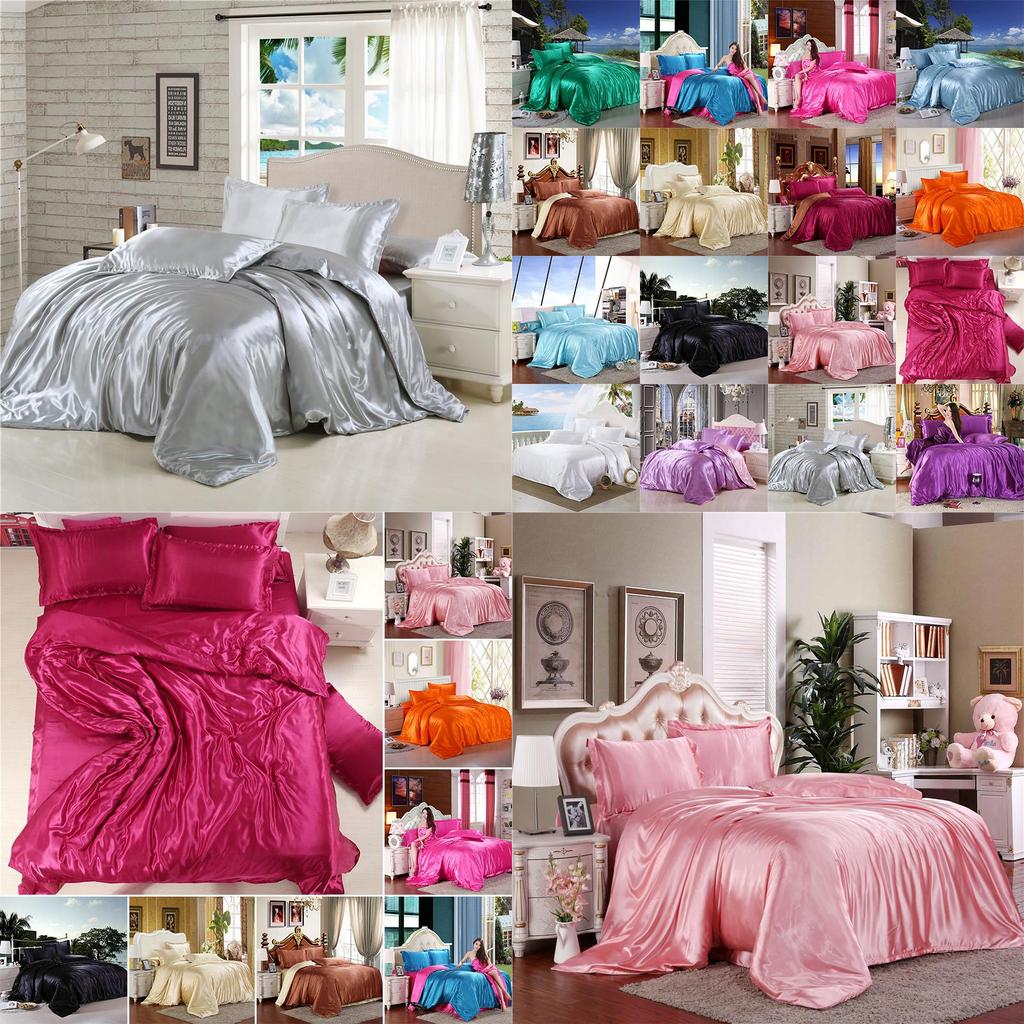 Luxurious Satin Silk Bedding Set 4pc With Comfortable Fitted Sheet And Pillow Case