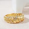 Huitan Hyperbole Wide Ring for Women Gold Color Luxury Twist Design Band Cocktail Rings Fashion Female Accessories Party Jewelry