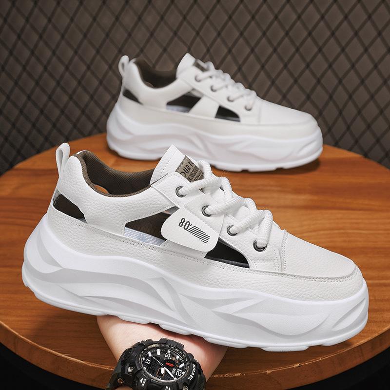 Shoes Spring New Student Campus Youth Style Leather Surface Casual Shoes Thick Sole Heightening Sports Super Shoes