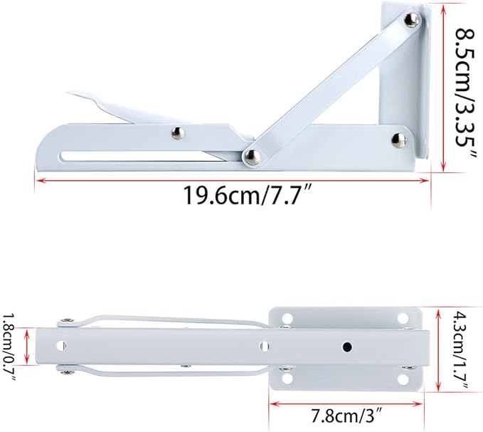 2-Pack Brushed Stainless Steel 8-18 Inch Adjustable Folding Angle Bracket – Heavy-Duty Wall-Mounted Shelf Support Triangle