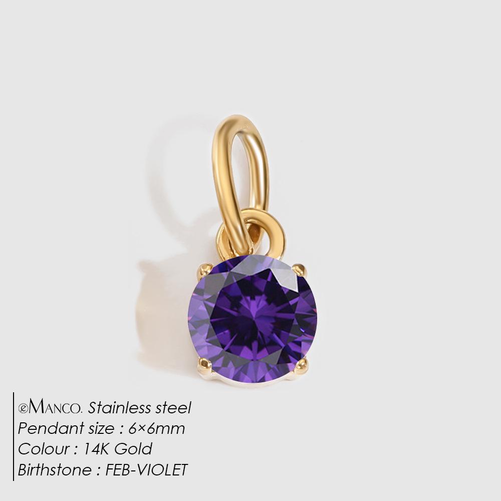 eManco DIY Jewelry Accessories: Stainless Steel Round Cubic Zirconia Pendant Necklace