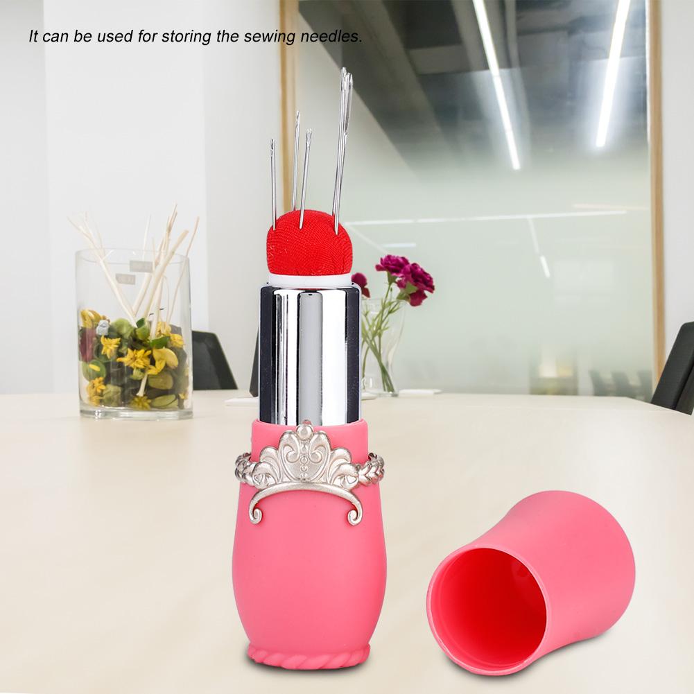 D&D Fashion Lipstick Shaped Sewing Needles Insertion Pin Holder Cushion(rose red)