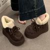 Retro Short Tube Thick-soled Snow Boots Women's Winter New 2025 Fleece Thickened and Heightened New Thermal Cotton Shoes