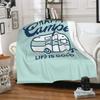 Happy Camper Life Is Good Plush Throw Blanket Soft Fleece Flannel Blanket Gift for Couch Sofa Bed Lightweight Warm Cozy Blankets