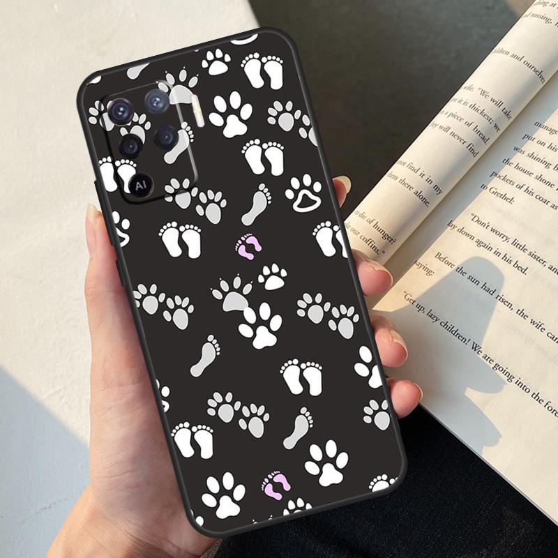 Dog Foot Paw Colorful Pattern Case For Oppo A74 A57 A17 A77 A18 A38 A58 A78 A98 A54 A94 A80 A60 A40 A96 A76 A16 A15 A5 Pro