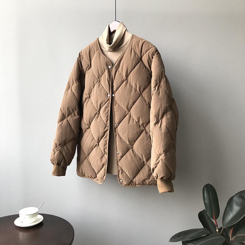 Rhombus cotton clothes women's short winter new bread clothes solid color small cotton-padded clothes