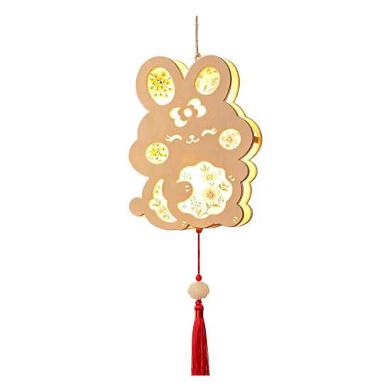 Decorative Tassel Lanterns DIY Chinese Ancient Style Lantern Kit, Light Up Handheld with LED String & Festival Gift for Children Tassel, Rabbit