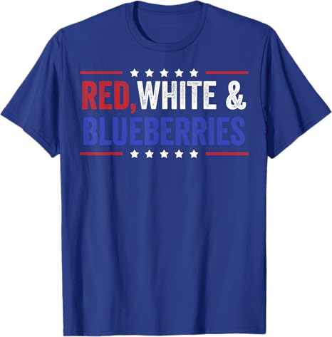 Red White and Blueberries Patriot Freedom TShirt Unisexs Fashion Letters Printed Saying Tee Novelty Gift Cotton Political Outfit