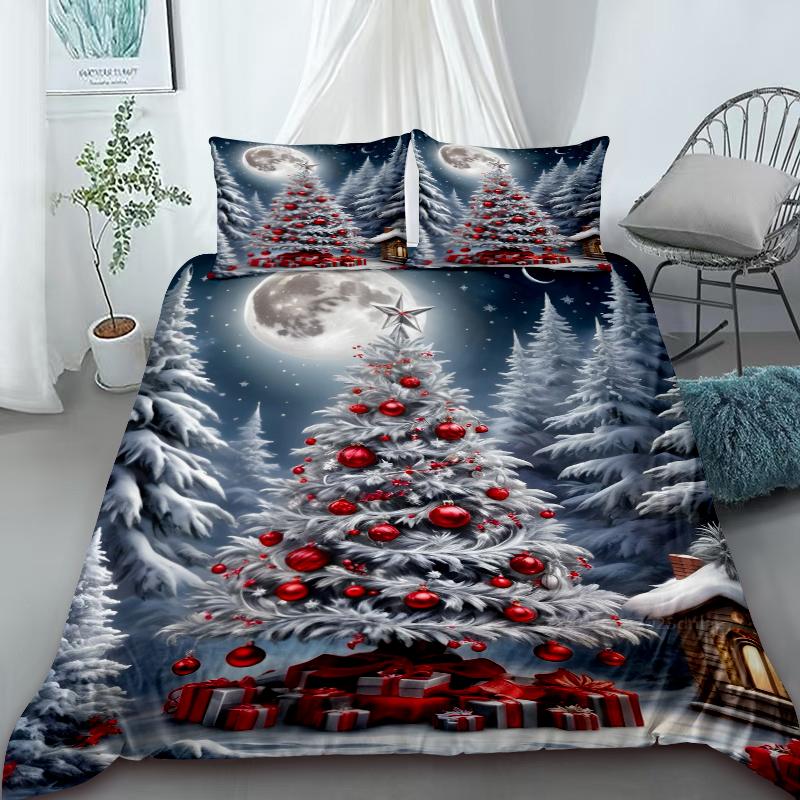 Christmas Duvet Cover Christmas Tree Bedding Set With Zipper 1 Duvet Cover 2 Pillow Case Women Teens Holiday Gifts Bedroom