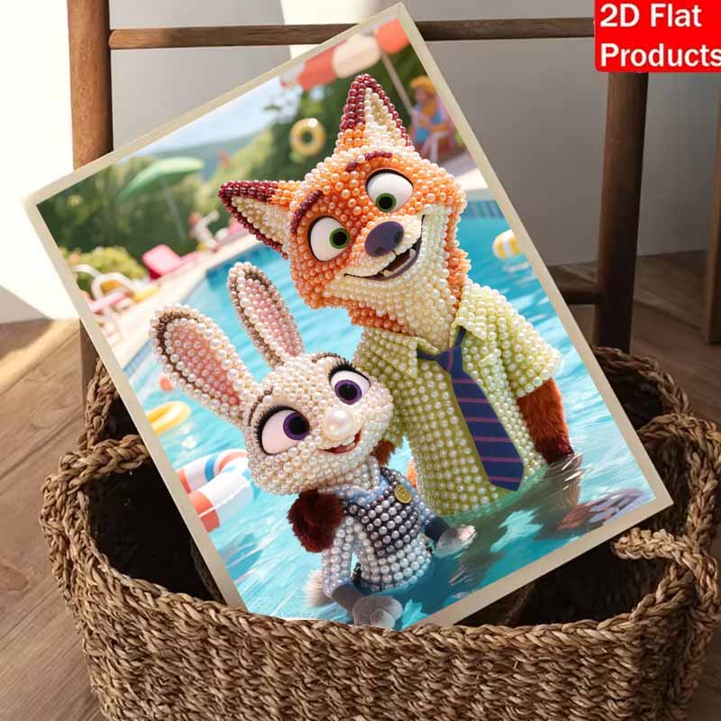 Disney 5D DIY Pearl Painting Kit, Zootopia Characters Home Bedroom Wall Decor Crafts Handmade Gift.