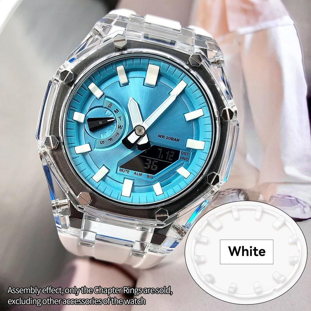 Korlexchi Watch Dial Scale Ring Compatible with Casio G-SHOCK GA2100 GA-2100 GA-2110 Silver Watch Accessory Custom Part