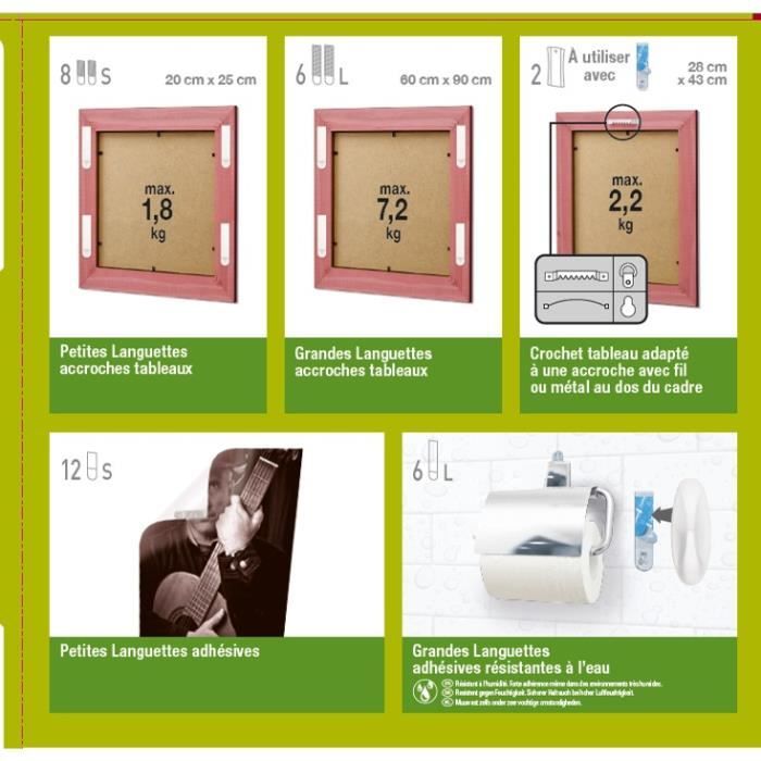Languettes Adhésives Multi-usages - Command - Lot De 48 - Blanc - Résistantes À L'eau - Multi-modèles