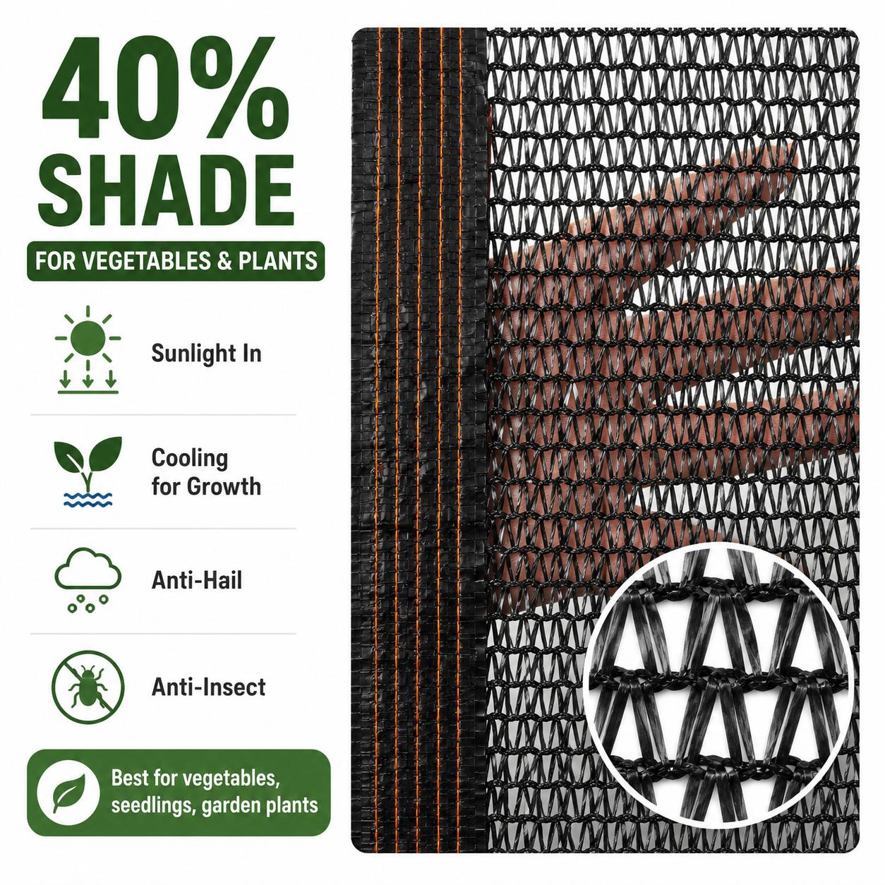 HDPE Shade Net 40%-95% Anti UV Sun Shade Cloth Garden Greenhouse Netting Plant Cover Outdoor Sunblock Mesh Fabric 3.28x6.5FT 1x2M
