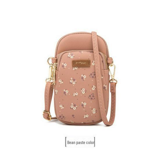 Женская корейская сумка через плечо для телефона с цветочным принтом двойной молнией и большой вместимостью модная вещь для студентов 1765₽