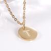 18K Gold Stainless Steel Minimalist Letter Necklace with 26 Round Pendant Options