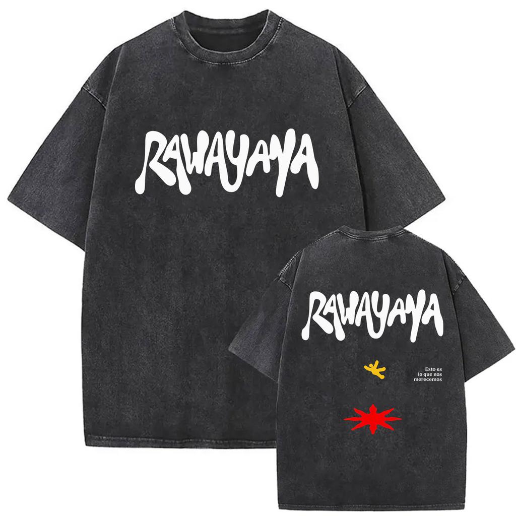 Vintage Washed Rawayana Donde Es El After Album  Print TShirt Men Women Hip Hop Pop Music Short Sleeve T Shirt Streetwear