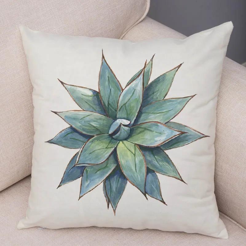 Watercolor Succulents Decorative Pillowcase Office Living Room Car Ornaments Home Pillowcase