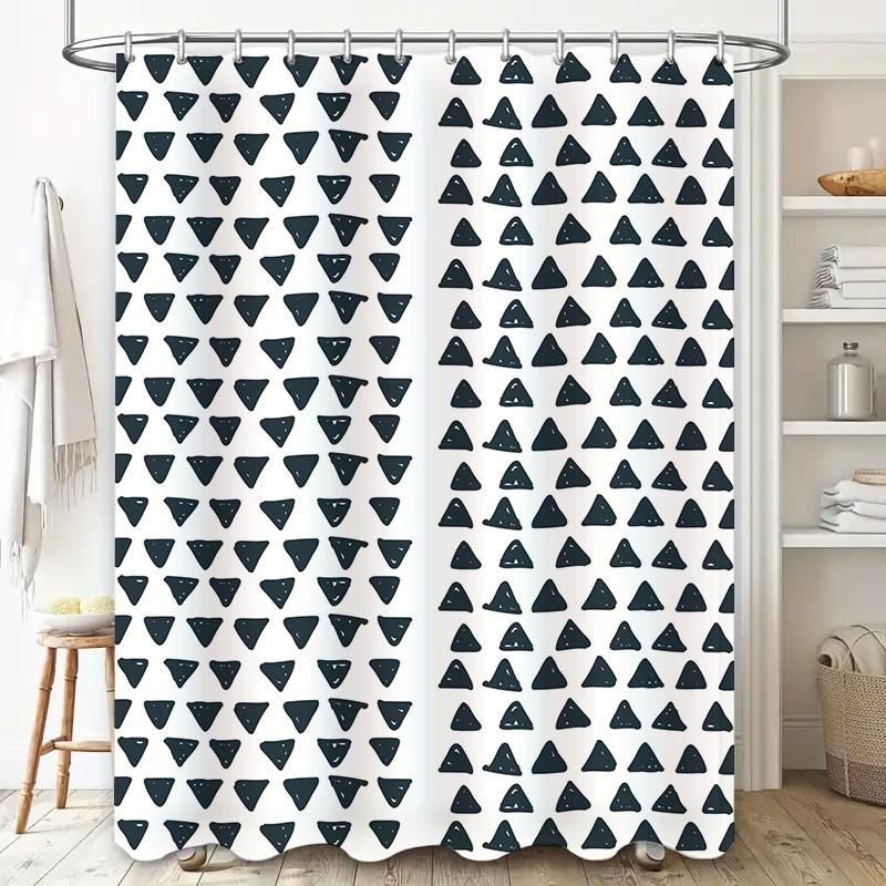 Classic Triangle Pattern Shower Curtain White Waterproof Bath Decoration Home Decor 180x240cm