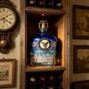 Handcrafted Glass Liquor Container With Intricate Relief Pattern Unique Holiday Season Whiskeys Dispenser