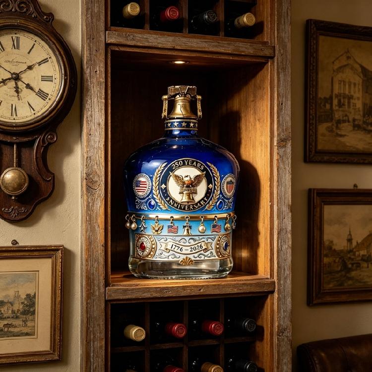 Handcrafted Glass Liquor Container With Intricate Relief Pattern Unique Holiday Season Whiskeys Dispenser