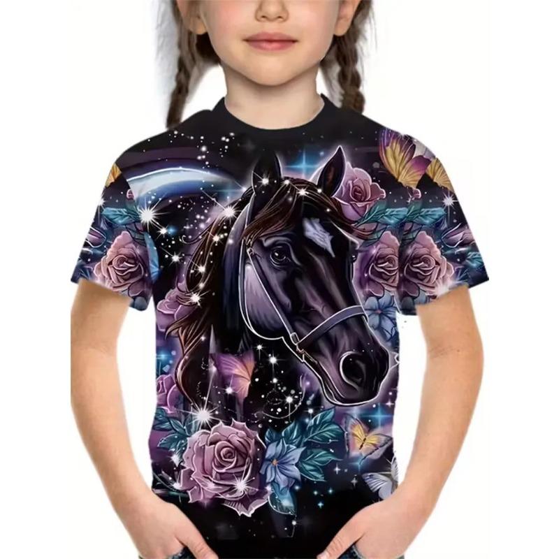 Summer Children's 3D Printed Crew Neck T-shirt Is Fashionable, Versatile, Trendy, Breathable, and Casual