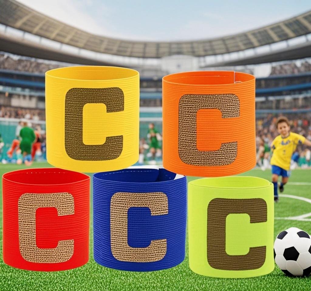 Children s Elastic Velcro Strap Soccer Captain Armband with C Badge Training Equipment Yellow - children