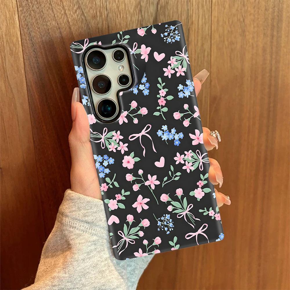 Korean floral bow Samsung S26Ultra mobile phone case ins wind two-in-one film case S24 anti-drop women's model