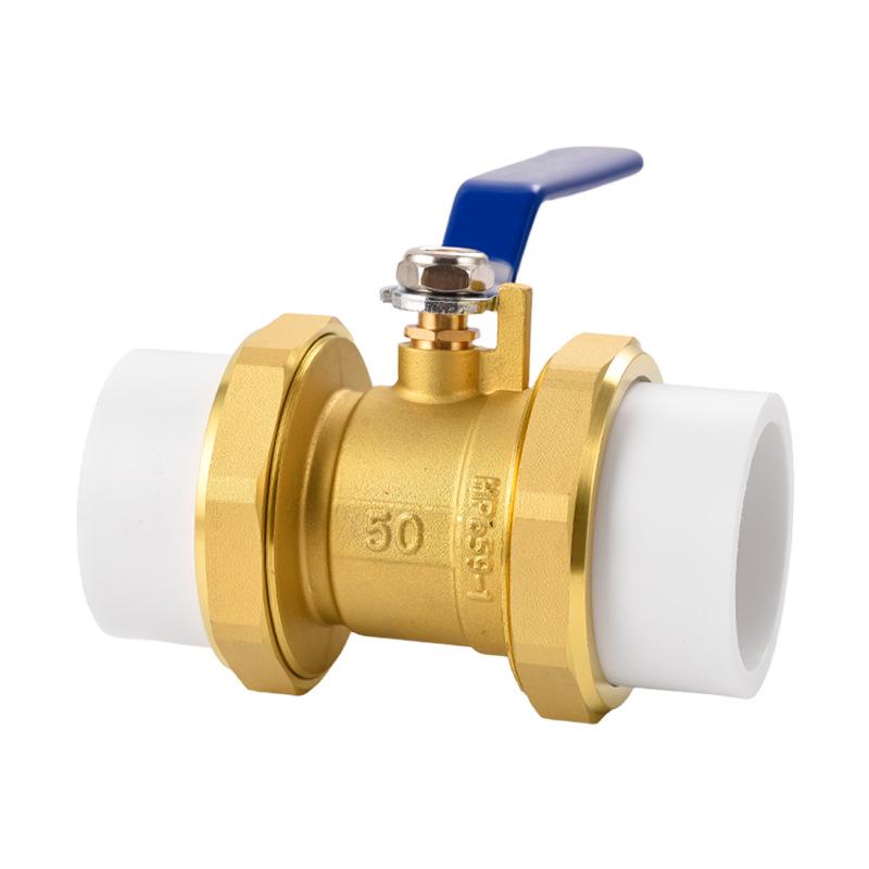 4-Point Straight-Through Brass PPR Double-Head Union Ball Valve Switch