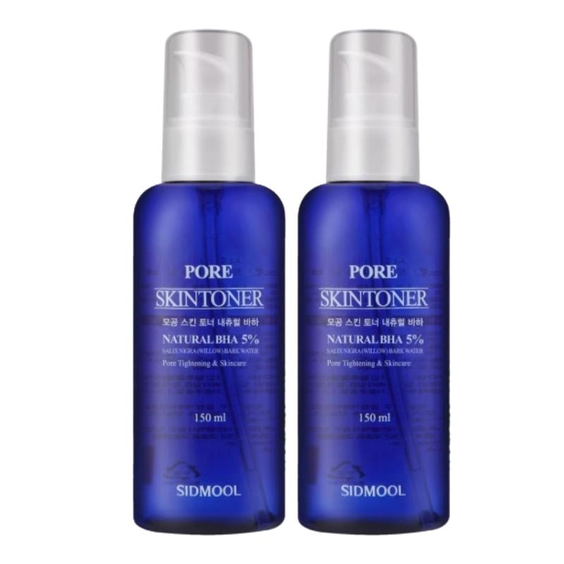 SIDMOOL Pore Skin Toner 150ml Black Willow Bark Water 5% Natural BHA Hyaluronic Acid Ferment Lightweight Facial Toner