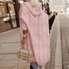 Trench da Donna con Cappuccio a Maglia Intrecciata - Lunghezza Media, Stile Europeo & Americano