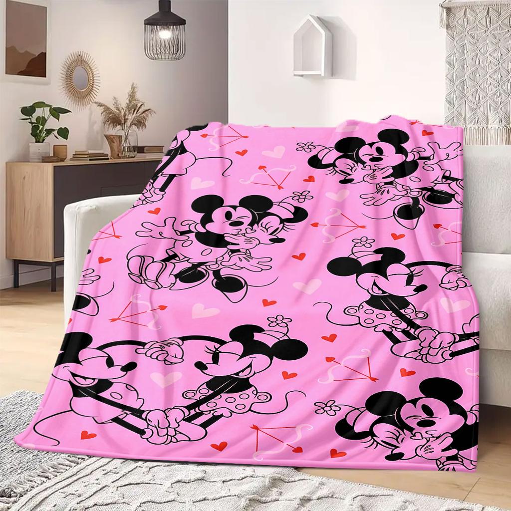 Mickey Flannel Blanket Cartoon Print Home Decor for Sofas Beds Bedrooms Chairs Travel Picnics Various Sizes Gift New