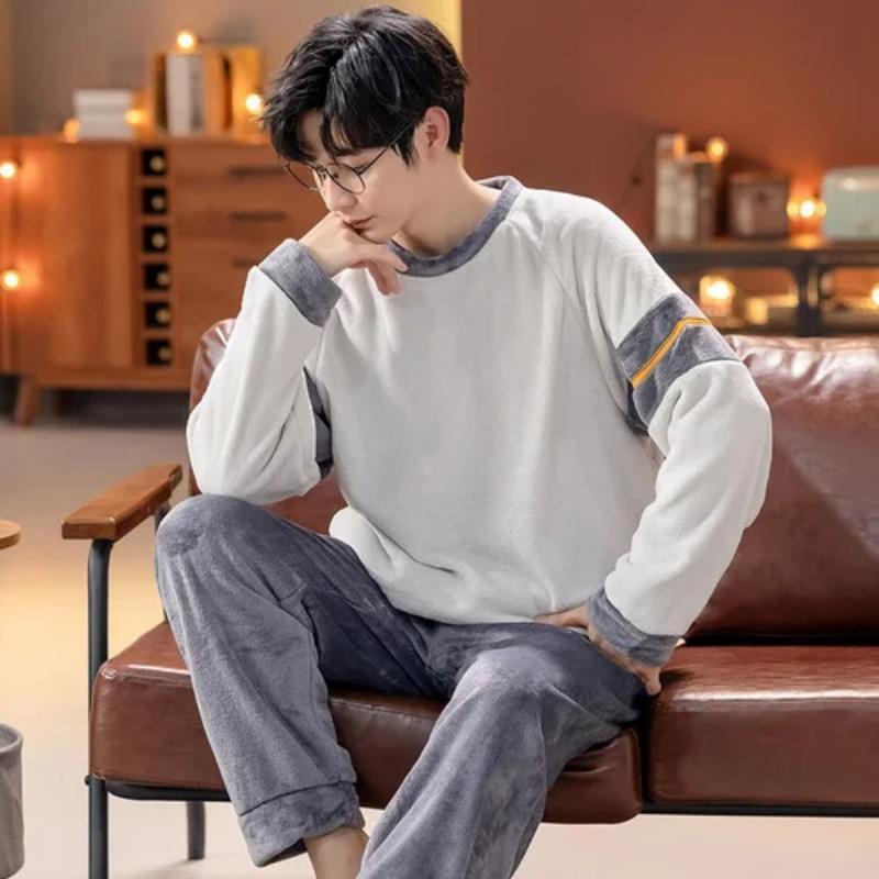 Pyjamas für Herren Lässige Flanell-Pyjama-Sets Hausanzug Winter Warm Pyjamas Männliche Nachtwäsche