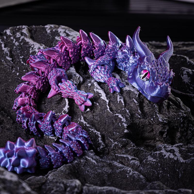 Creative 3D Printed Cute Double Horned Dragon Simulated Dragon Miniatures Table Home Decoration Pretty Ornament Toy Cool Gift