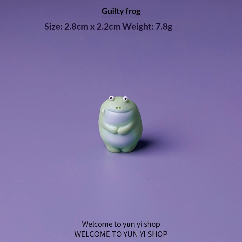 6 PCS Cute Big Mouth Frog Resin Car Decorations Funny Sad Green Frog Mini Crafts for Auto Dashboard Home Desktop Decor