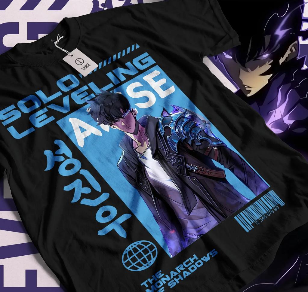 Solo Leveling Arise Schatten Anime T-Shirt Herren Damen Sung Jin-woo Kurzarm Übergroß Locker Baumwolle Herrenbekleidung Top T-Shirts