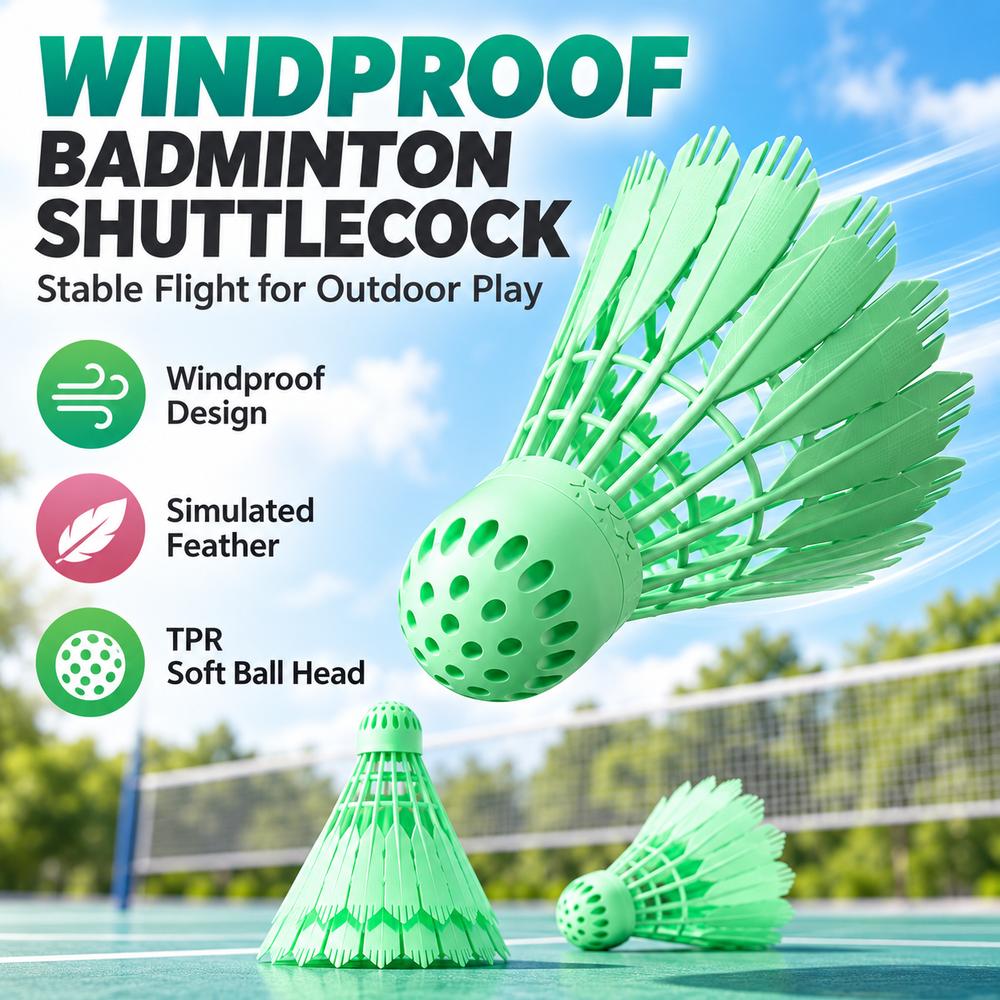 3Pcs Windproof Training Shuttlecock TPR Soft Ball Head Badminton Ball  Badminton Training