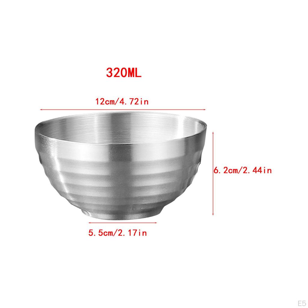 Stainless Steel Bowl ,Noodles Bowl, Double Walled Easy to Clean for Udon Soba Pho Noodle Insulation