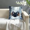 Double Sided Cute Baby Bat Throw Pillow Cover Winter Snow Forest Print Decorative Cushion Cover For Sofa Living Room Home Decor