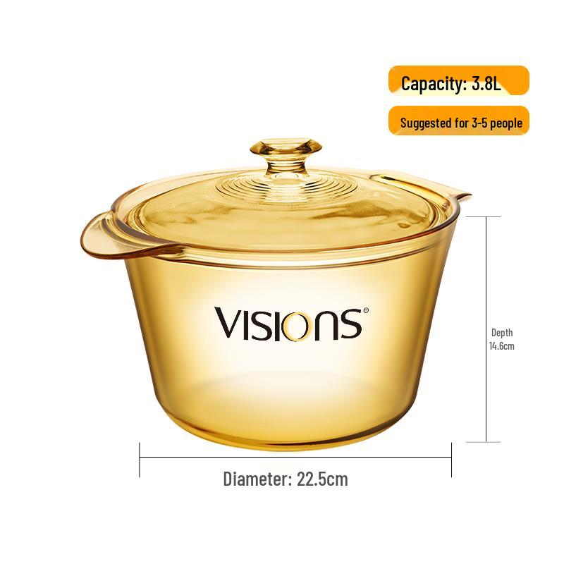 Corning Visions Flair Amber Glass 3.8L Stew Pot