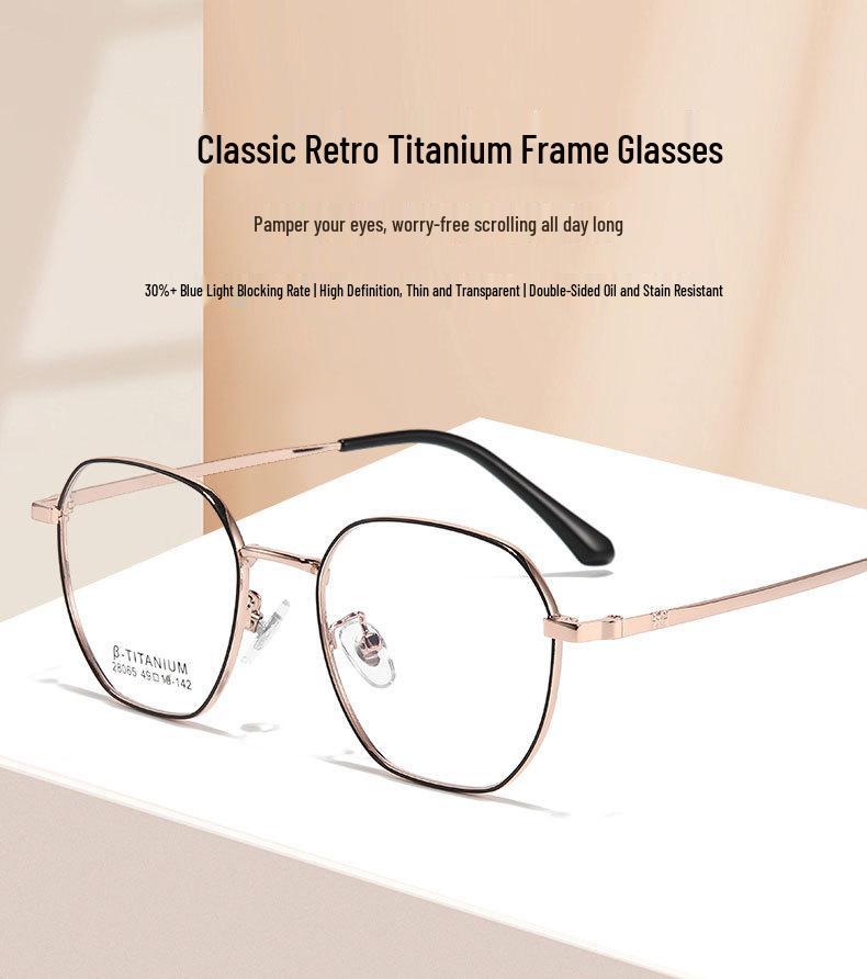 Ultra-Light Retro Metal Glasses Frame for High Prescription - Stylish Small Face Design
