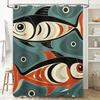 Modern Artistic Colorful Fish Pattern Waterproof Shower Curtain For Stylish Bathroom Decor, Easy Install