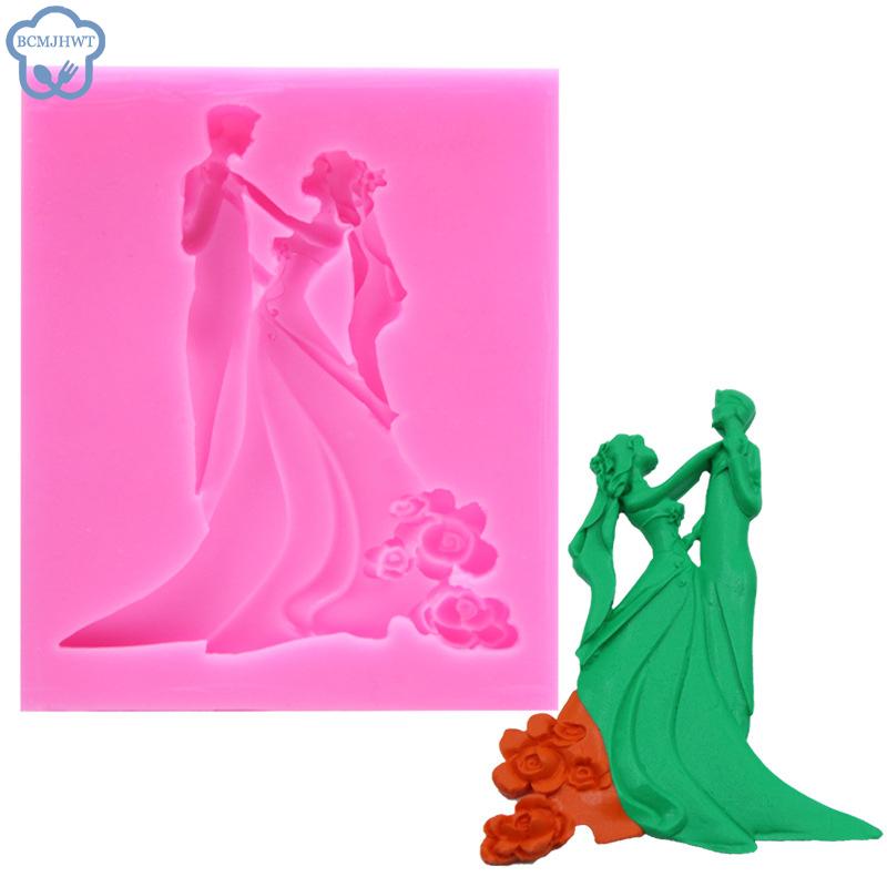 Fondant Bride Groom Dance Silicone Molds Cake Decorating Tool Sugarcraft Chocolate Wedding Design Gumpaste Mold Resin Molds
