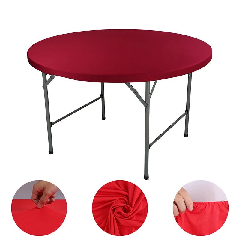 Round Picnic Table Cloth Wedding Solid Color Elastic Fitted Table Covers for Outdoor Camping Wedding Banquet Party Dining Tables
