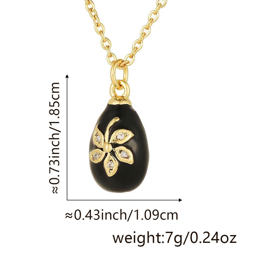 Egg Water Drop Pendant 18K Gold Plated Copper Inlaid Rhinestone Drip Oil Oval Geometric Charm Elegant Neck Accessory For Women Daily Matching