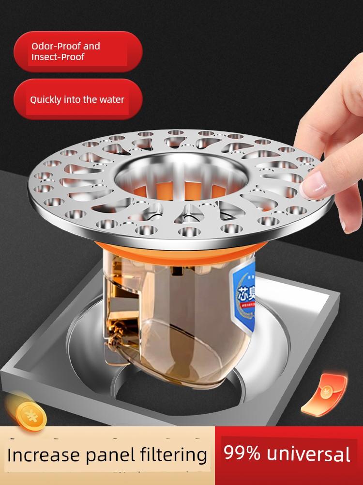 Universal Anti-Odor Core for Bathroom Floor Drain, Anti-Insect and Anti-Odor Device for Toilet Drain Pipes, Airtight Sealing Cover