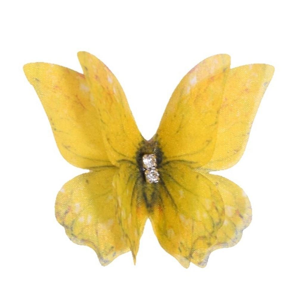 50Pcs 3D Organza Fabric Butterfly Appliques Colorful Translucent Simulation Mesh Butterfly Patch Double-layer