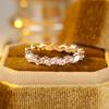 Cute Female White Pink Zircon Stone Ring Vintage Rose Gold Color Wedding Jewelry for Women