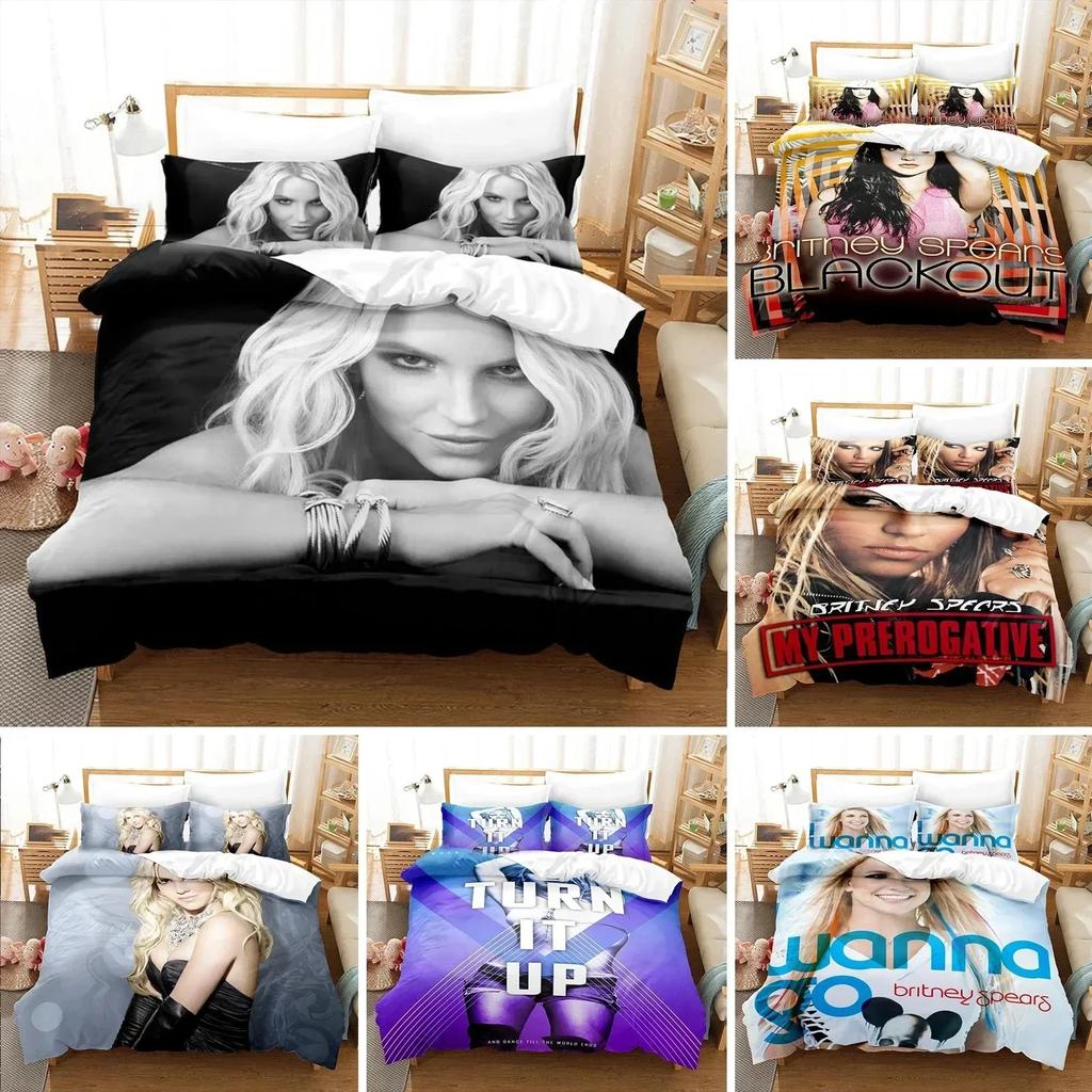 3D Britney Spears Printed Bed Set Duvet Cover Pillowcase Bedding Set Linen Sheet Quilt Cover Full Queen King Size Home Textile